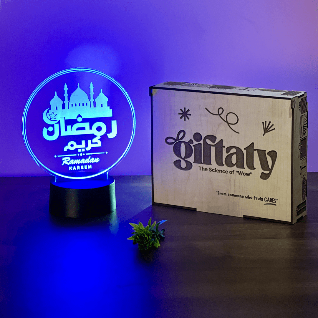 Giftaty 3D LED Acrylic Gift with Wooden Box – Ready - to - Use Designs for Every Occasion - Giftaty