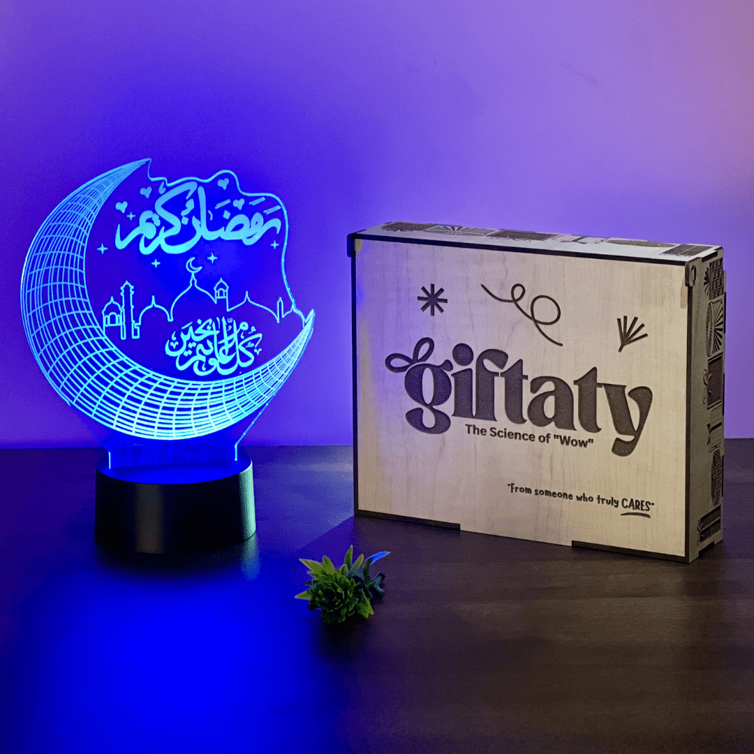 Giftaty 3D LED Acrylic Gift with Wooden Box – Ready - to - Use Designs for Every Occasion - Giftaty