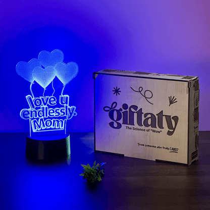 Giftaty 3D LED Acrylic Gift with Wooden Box – Ready - to - Use Designs for Every Occasion - Giftaty
