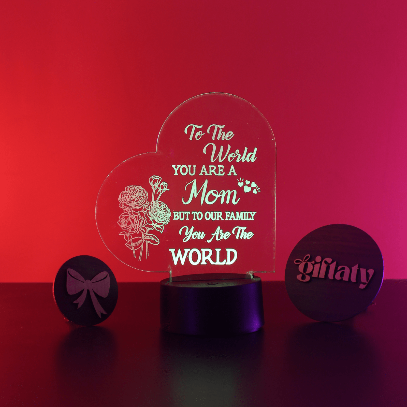 Giftaty 3D LED Acrylic Gift with Wooden Box – Ready - to - Use Designs for Every Occasion - Giftaty