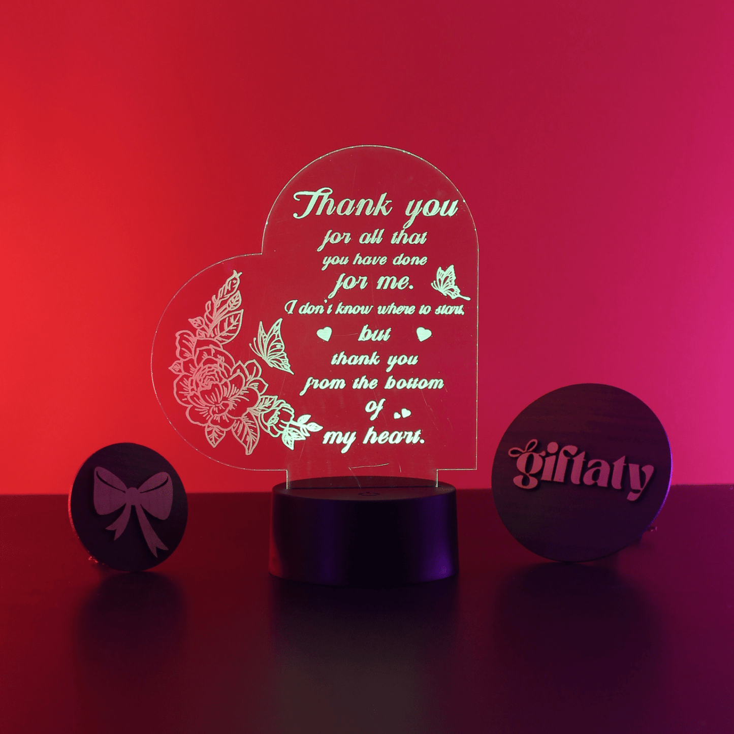 Giftaty 3D LED Acrylic Gift with Wooden Box – Ready - to - Use Designs for Every Occasion - Giftaty