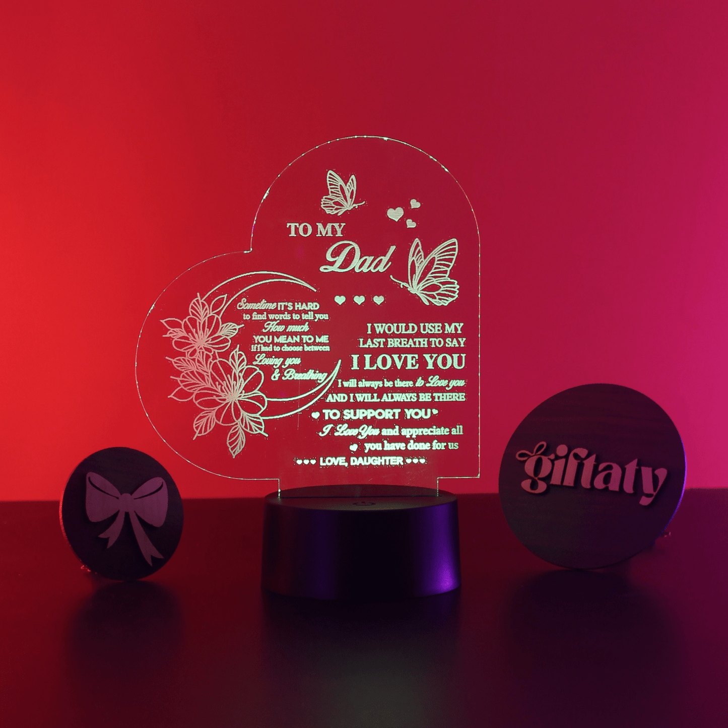 Giftaty 3D LED Acrylic Gift with Wooden Box – Ready - to - Use Designs for Every Occasion - Giftaty
