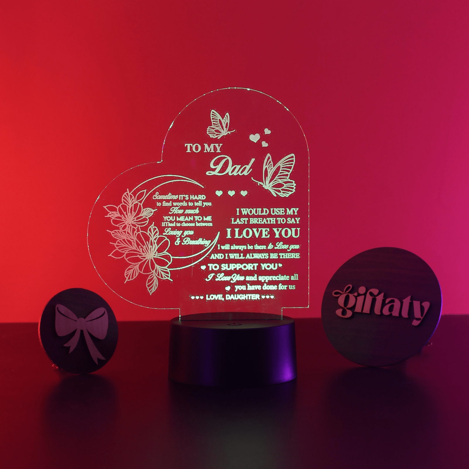 Giftaty 3D LED Acrylic Gift with Wooden Box – Ready - to - Use Designs for Every Occasion - Giftaty