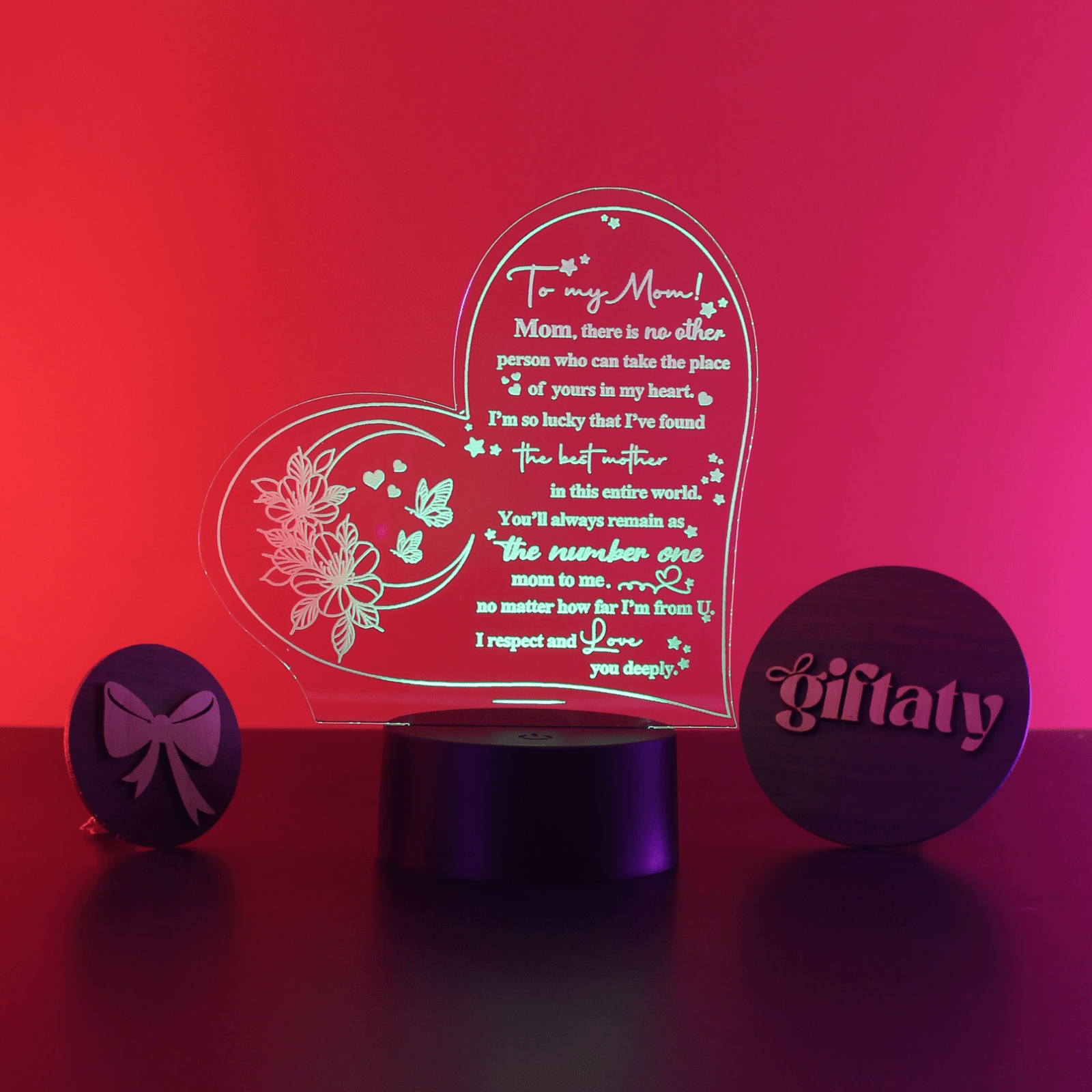 Giftaty 3D LED Acrylic Gift with Wooden Box – Ready - to - Use Designs for Every Occasion - Giftaty