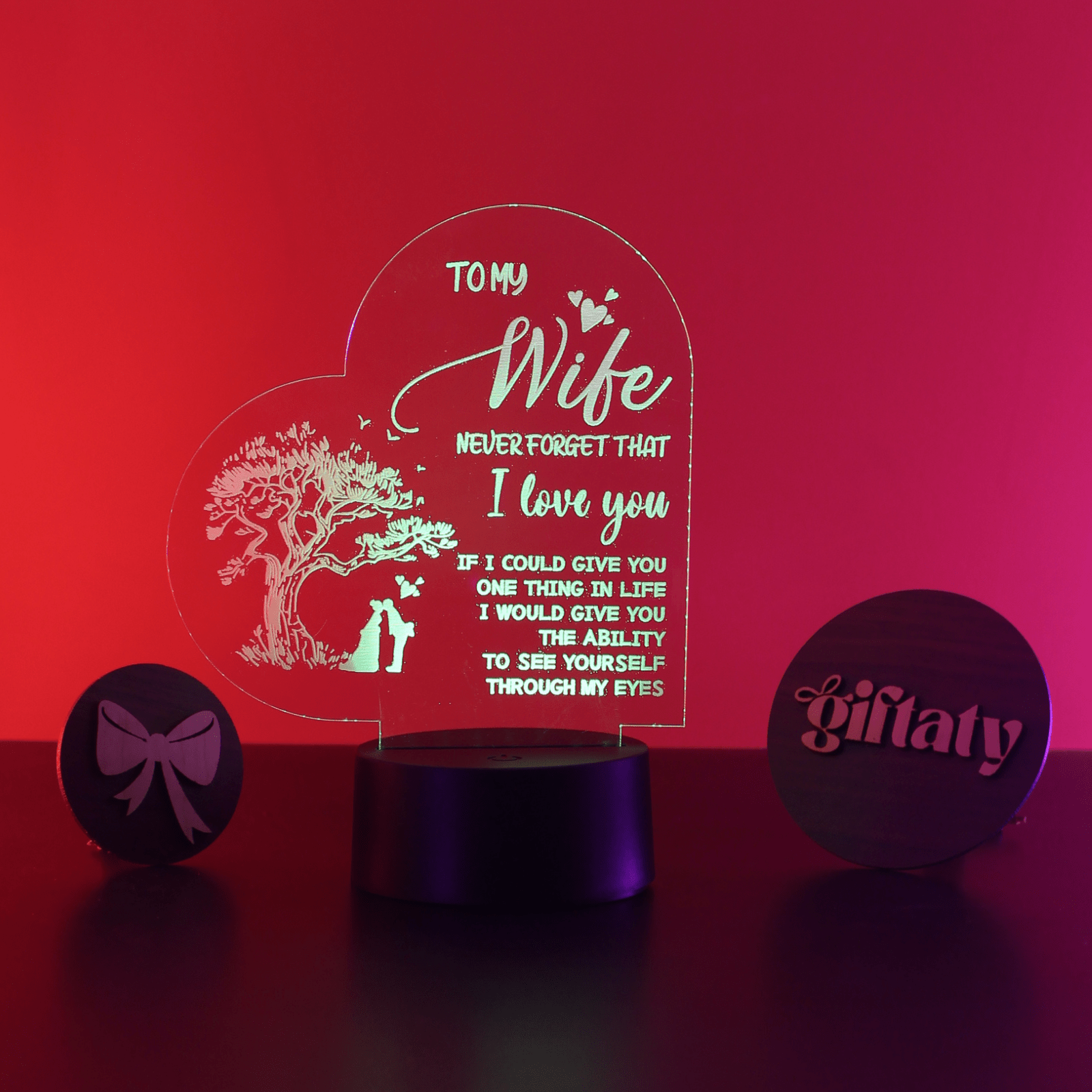 Giftaty 3D LED Acrylic Gift with Wooden Box – Ready - to - Use Designs for Every Occasion - Giftaty