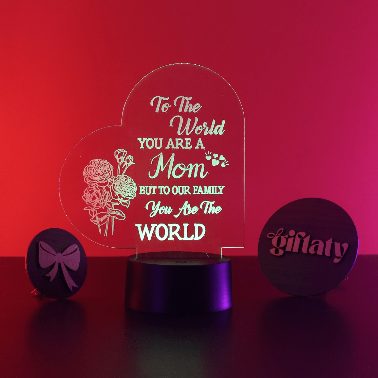 Giftaty 3D LED Acrylic Gift with Wooden Box – Ready - to - Use Designs for Every Occasion - Giftaty
