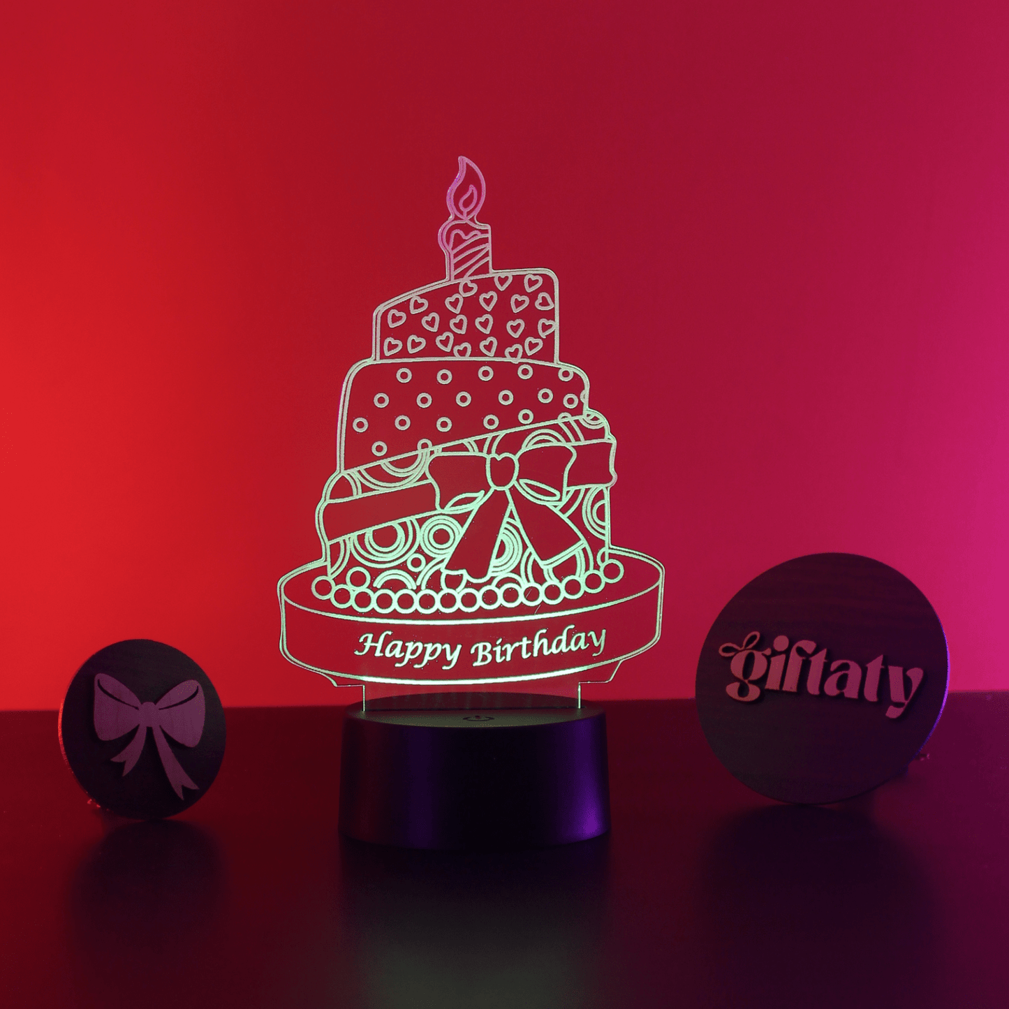 Giftaty 3D LED Acrylic Gift with Wooden Box – Ready - to - Use Designs for Every Occasion - Giftaty