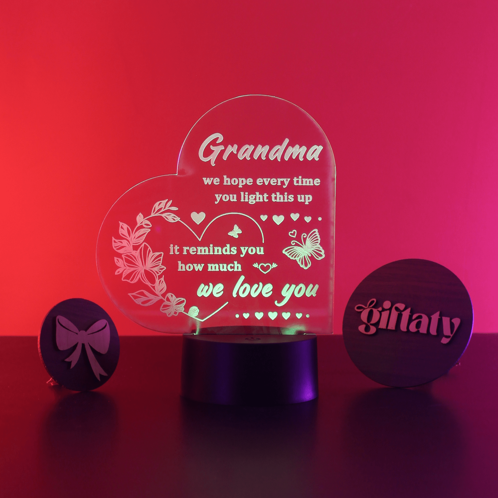 Giftaty 3D LED Acrylic Gift with Wooden Box – Ready - to - Use Designs for Every Occasion - Giftaty