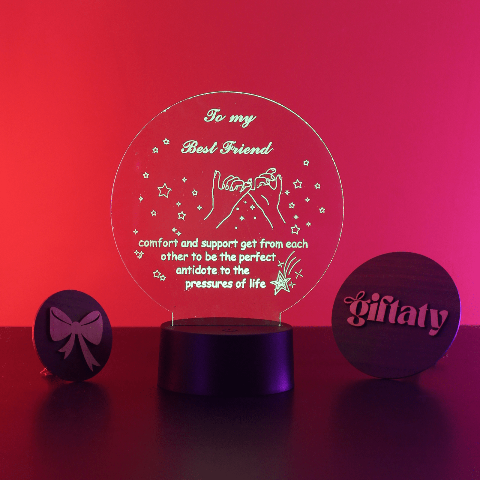 Giftaty 3D LED Acrylic Gift with Wooden Box – Ready - to - Use Designs for Every Occasion - Giftaty