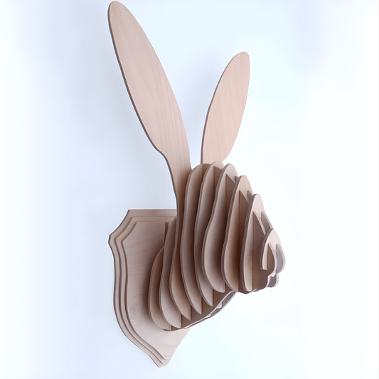Giftaty 3D Wood Rabbit Head Wall Decor – Unique Gift - Giftaty