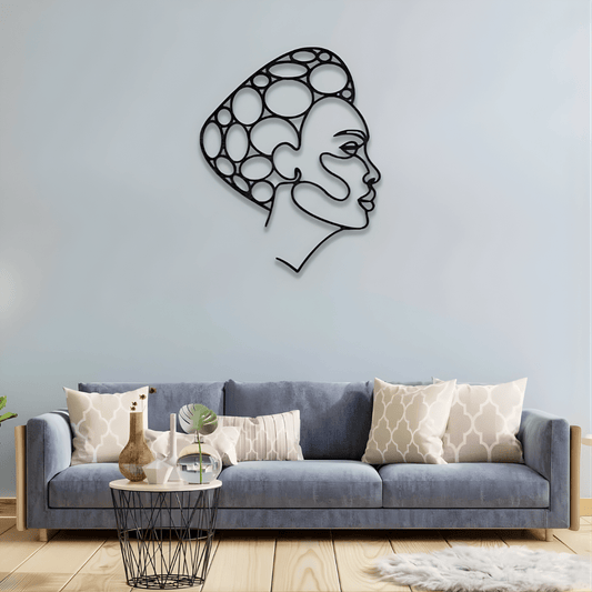 Giftaty African Woman Line Art Wall Decor – Minimalist Wooden Art Gift - Giftaty
