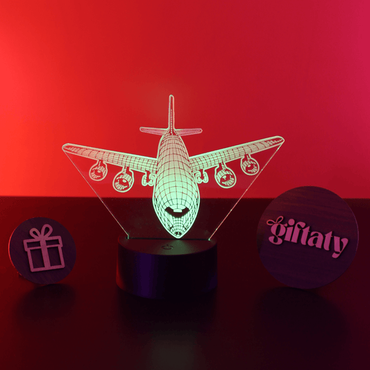 Giftaty Airplane 3D LED Night Light – Acrylic Lamp Gift for Him - Giftaty