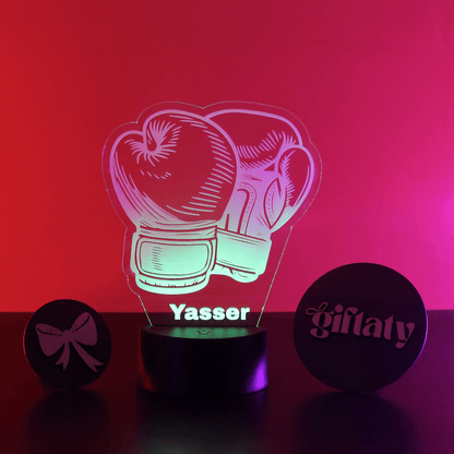 Giftaty Boxing Gloves Customized 3D Acrylic Night Light Gift with Your Name - Giftaty