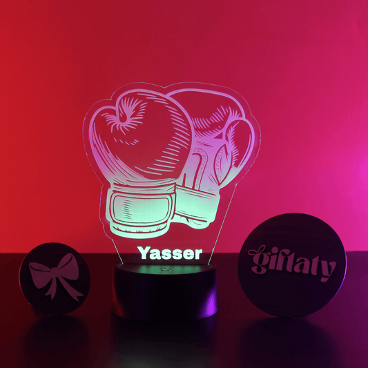Giftaty Boxing Gloves Customized 3D Acrylic Night Light Gift with Your Name - Giftaty