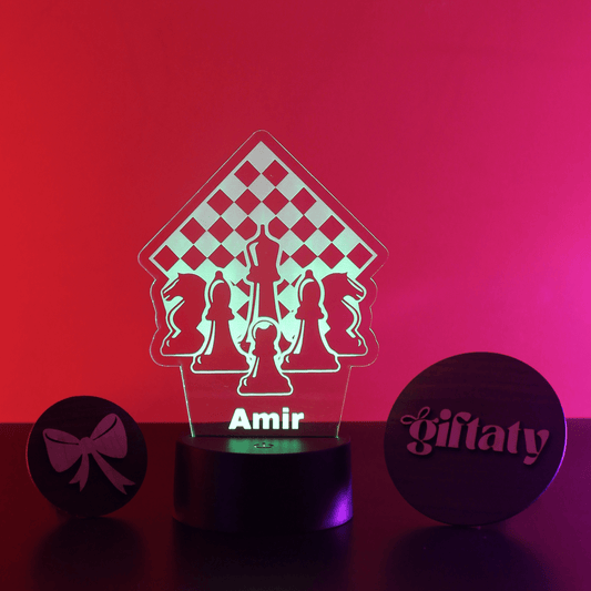 Giftaty Chess Customized 3D Acrylic Night Light Gift with Your Name - Giftaty