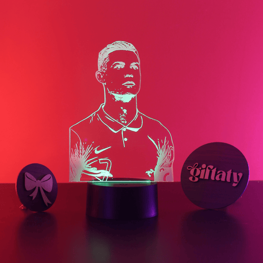 Giftaty CR7 Portrait 3D LED Night Light – Acrylic Lamp Fan Gift - Giftaty