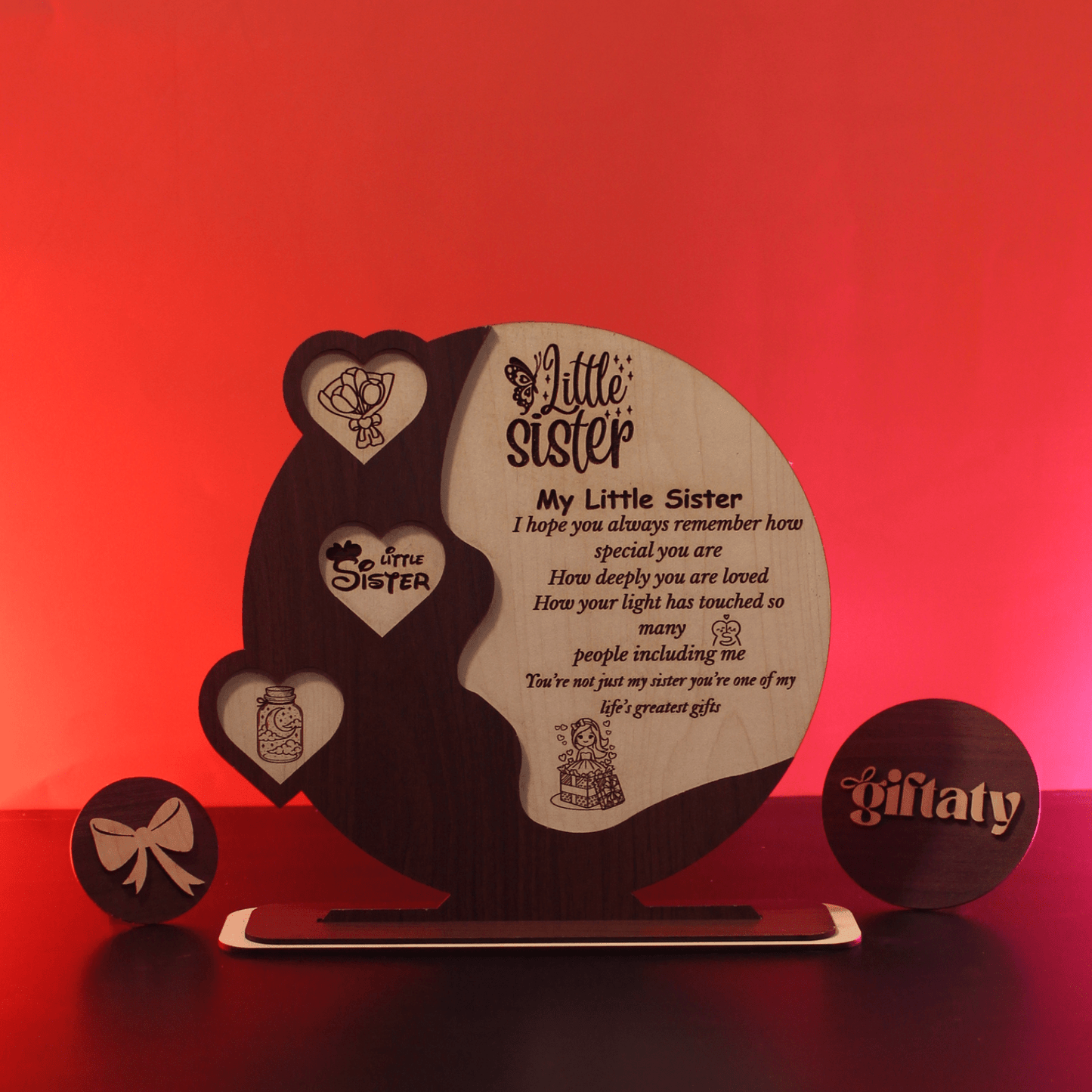 Giftaty Customized Wooden Plaque Gift – Custom Names & Message (Arabic) - Giftaty