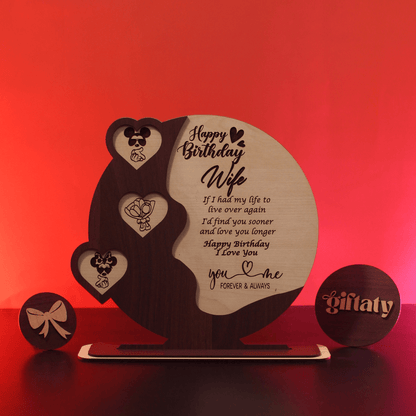 Giftaty Customized Wooden Plaque Gift – Custom Names & Message (Arabic) - Giftaty