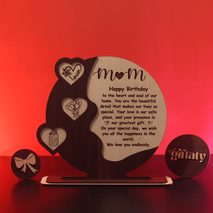 Giftaty Customized Wooden Plaque Gift – Custom Names & Message (Arabic) - Giftaty