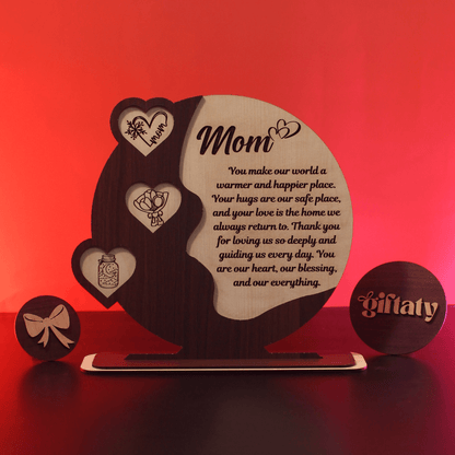 Giftaty Customized Wooden Plaque Gift – Custom Names & Message (Arabic) - Giftaty