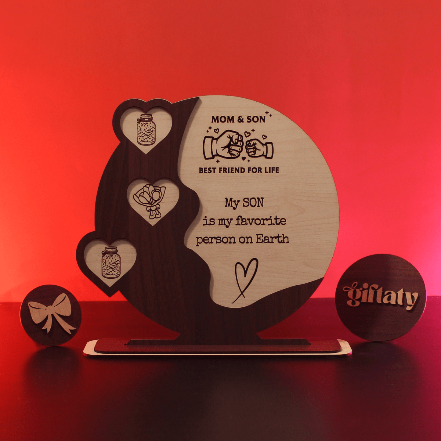 Giftaty Customized Wooden Plaque Gift – Custom Names & Message (Arabic) - Giftaty