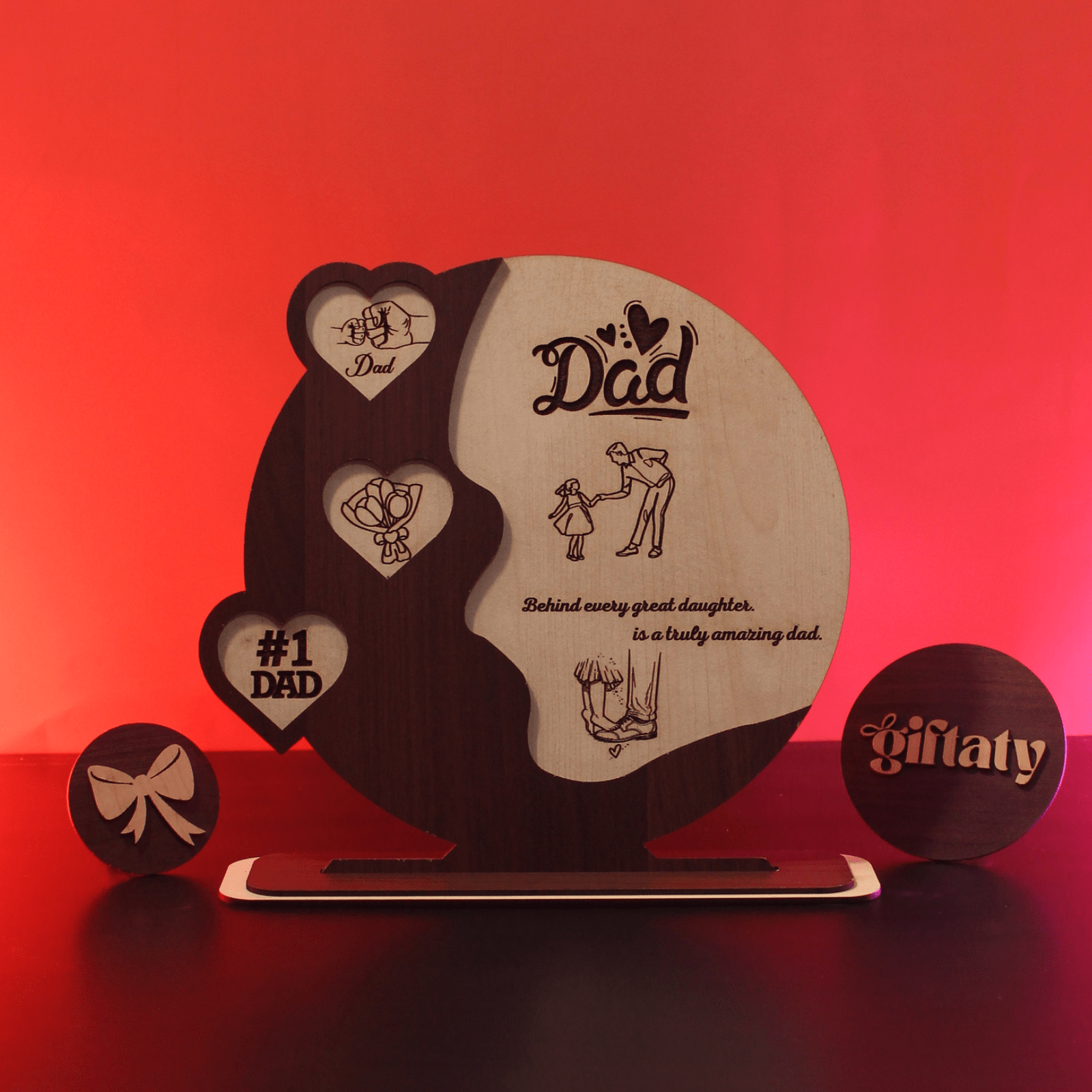 Giftaty Customized Wooden Plaque Gift – Custom Names & Message (Arabic) - Giftaty