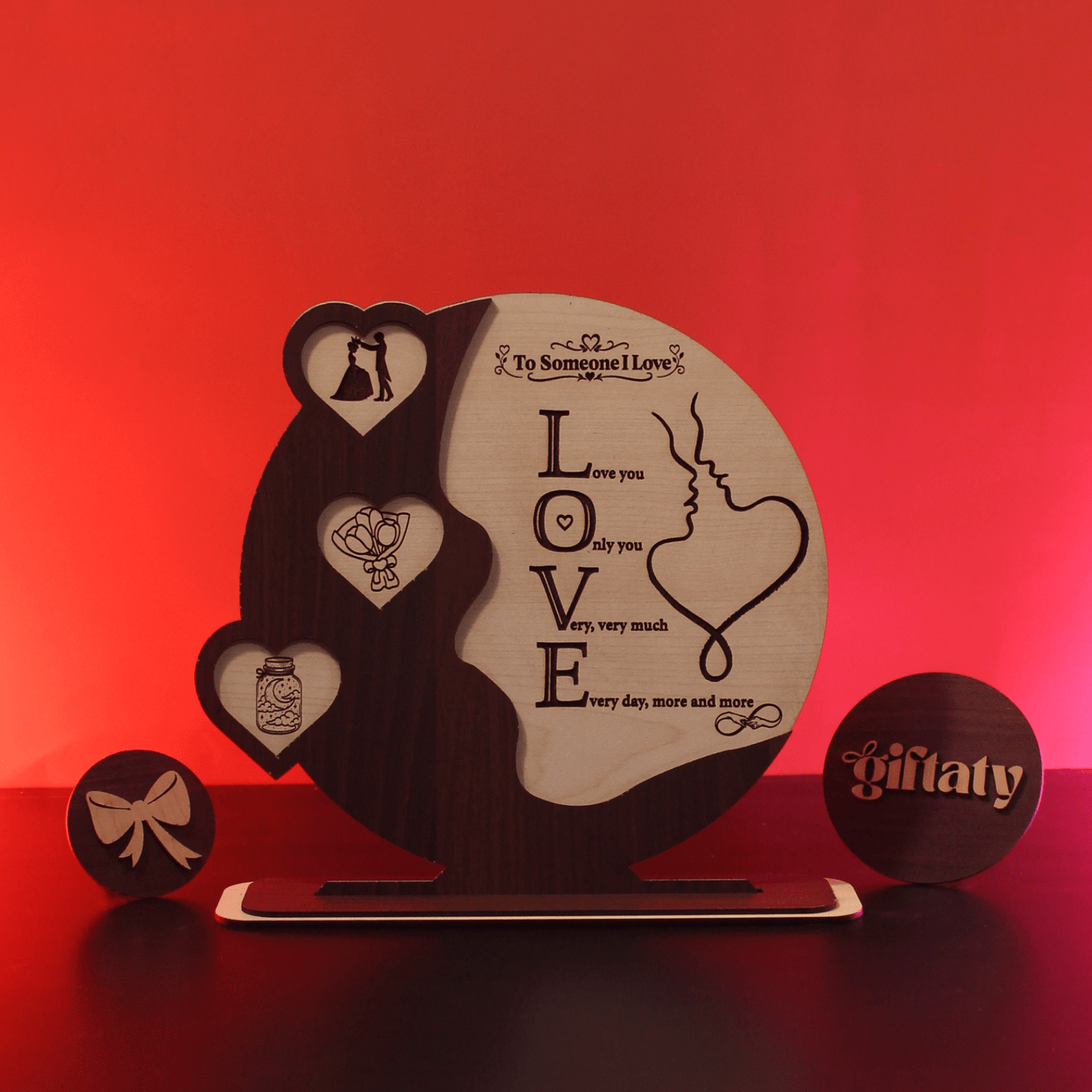 Giftaty Customized Wooden Plaque Gift – Custom Names & Message (Arabic) - Giftaty