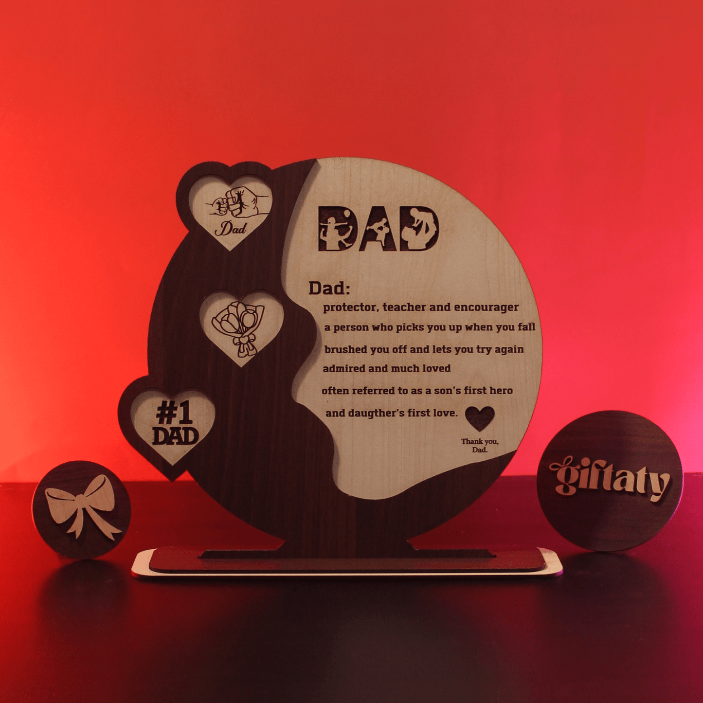 Giftaty Customized Wooden Plaque Gift – Custom Names & Message (Arabic) - Giftaty