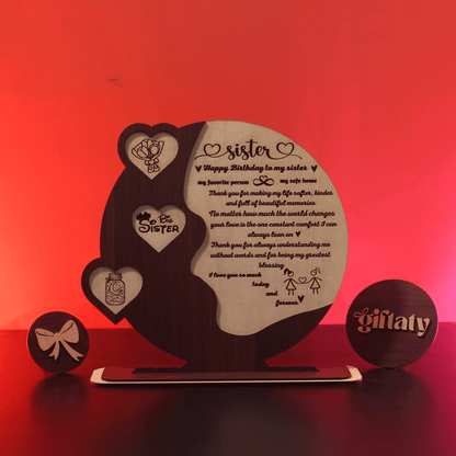 Giftaty Customized Wooden Plaque Gift – Custom Names & Message (Arabic) - Giftaty