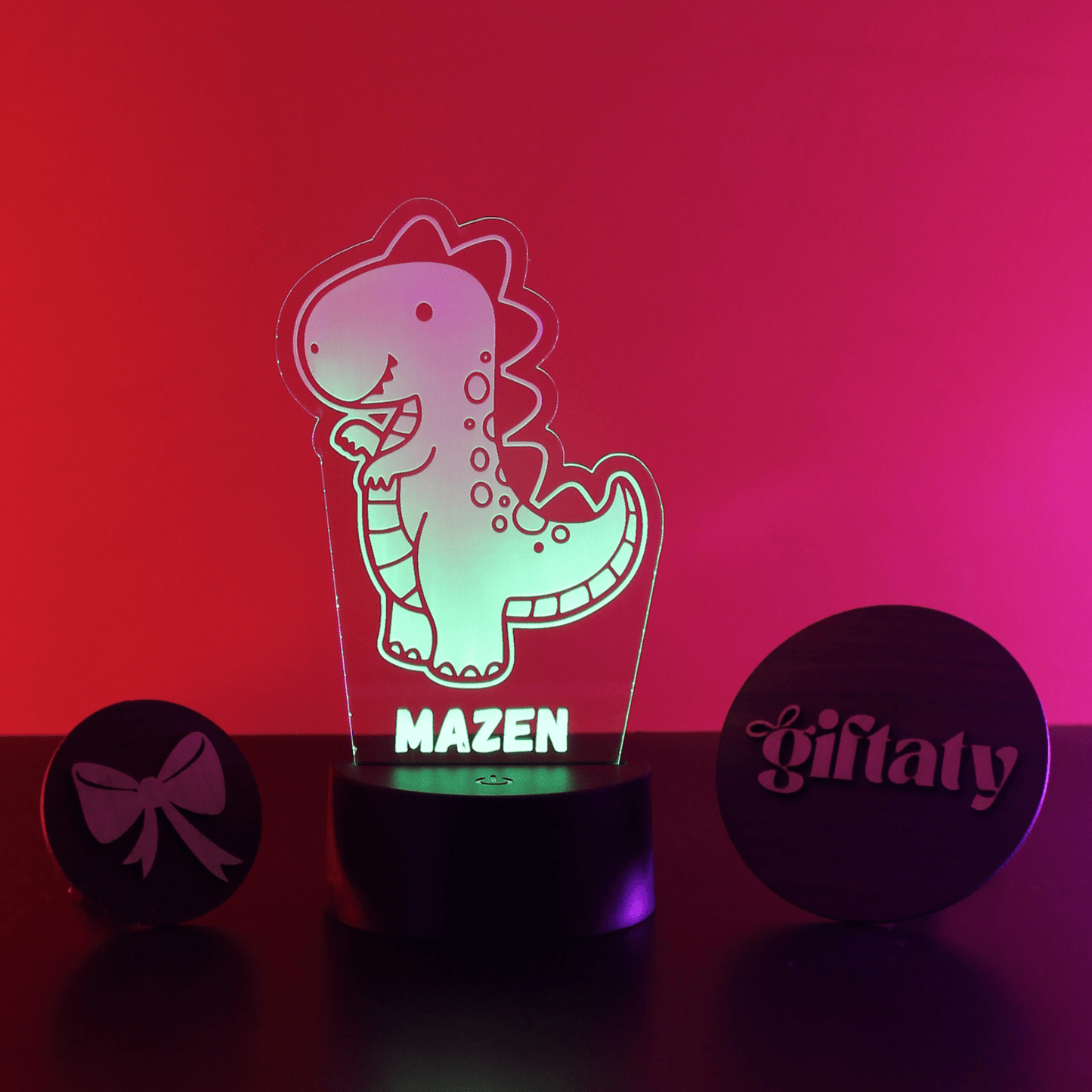 Giftaty Dinosaur Customized 3D Acrylic Night Light Gift with Your Name - Giftaty