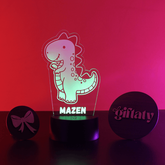Giftaty Dinosaur Customized 3D Acrylic Night Light Gift with Your Name - Giftaty