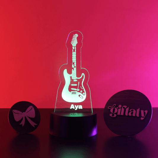 Giftaty Guitar Customized 3D Acrylic Night Light Gift with Your Name - Giftaty