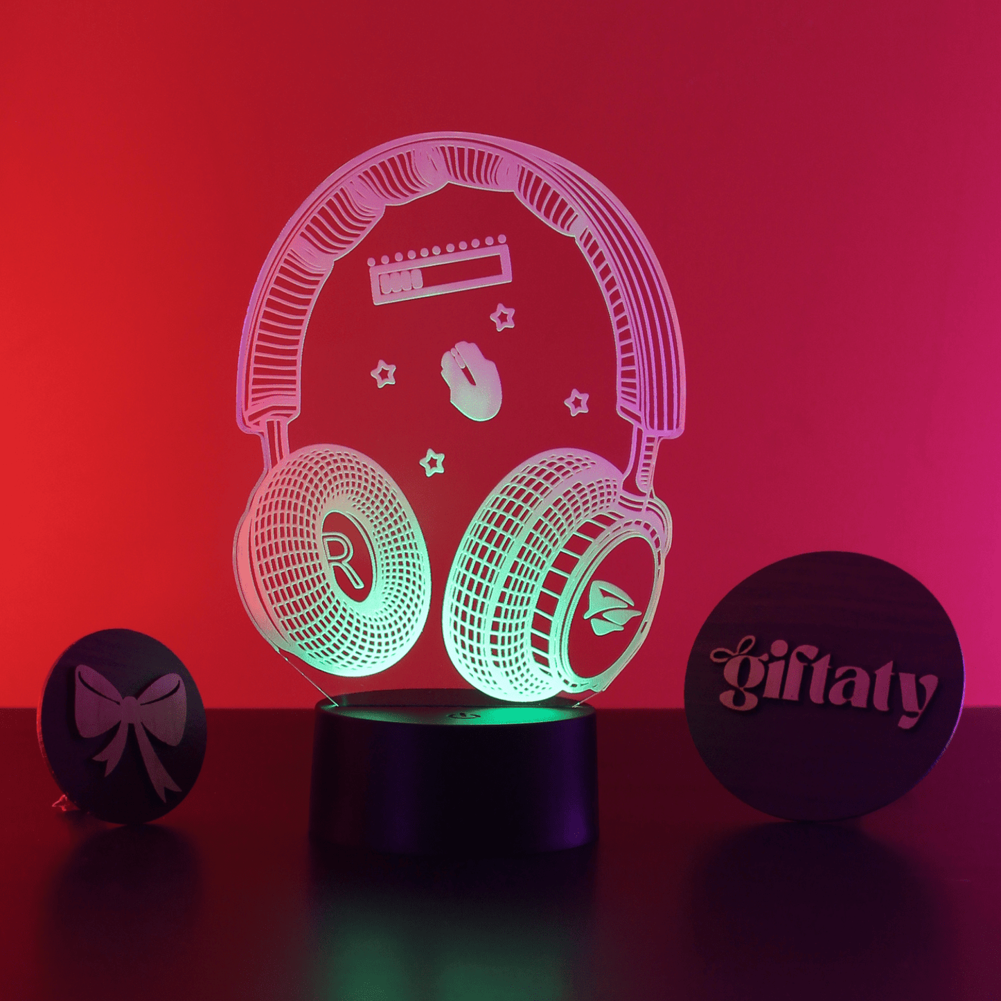 Giftaty Headphones 3D LED Night Light – Acrylic Lamp for Music Lovers - Giftaty