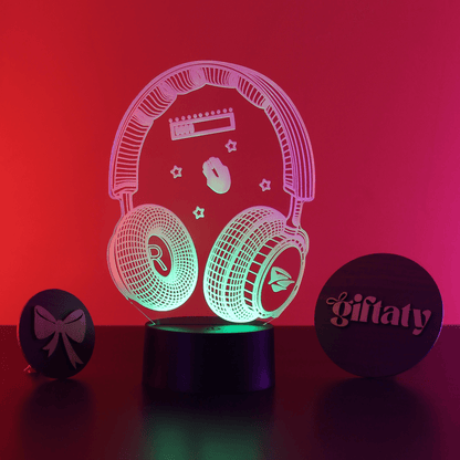 Giftaty Headphones 3D LED Night Light – Acrylic Lamp for Music Lovers - Giftaty