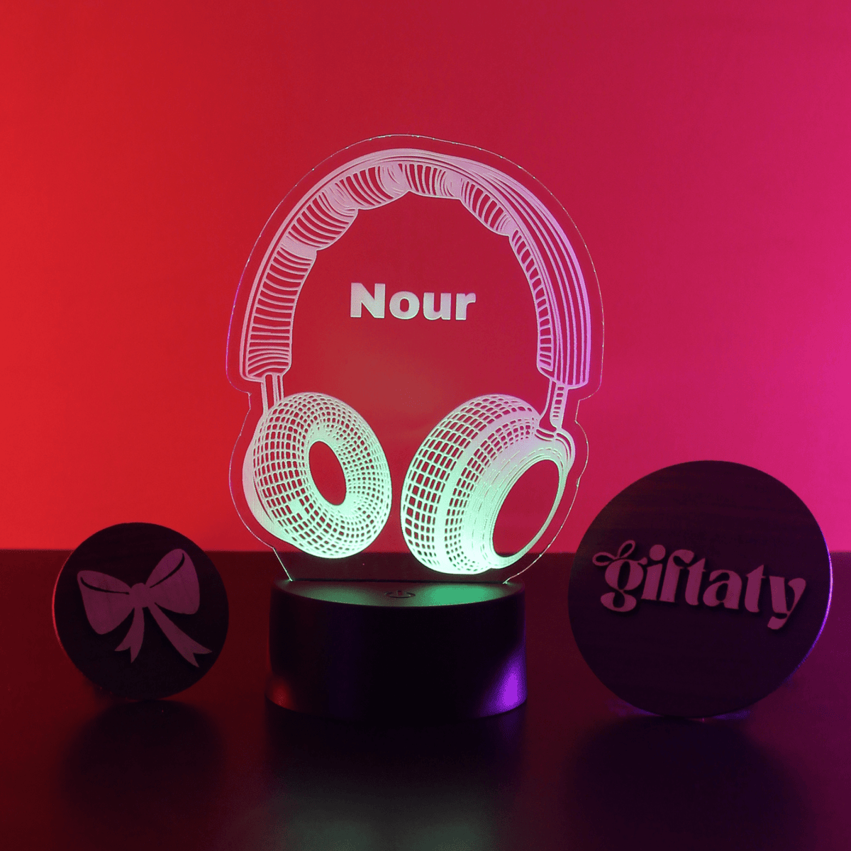 Giftaty Headphones Customized 3D Acrylic Night Light Gift with Your Name - Giftaty