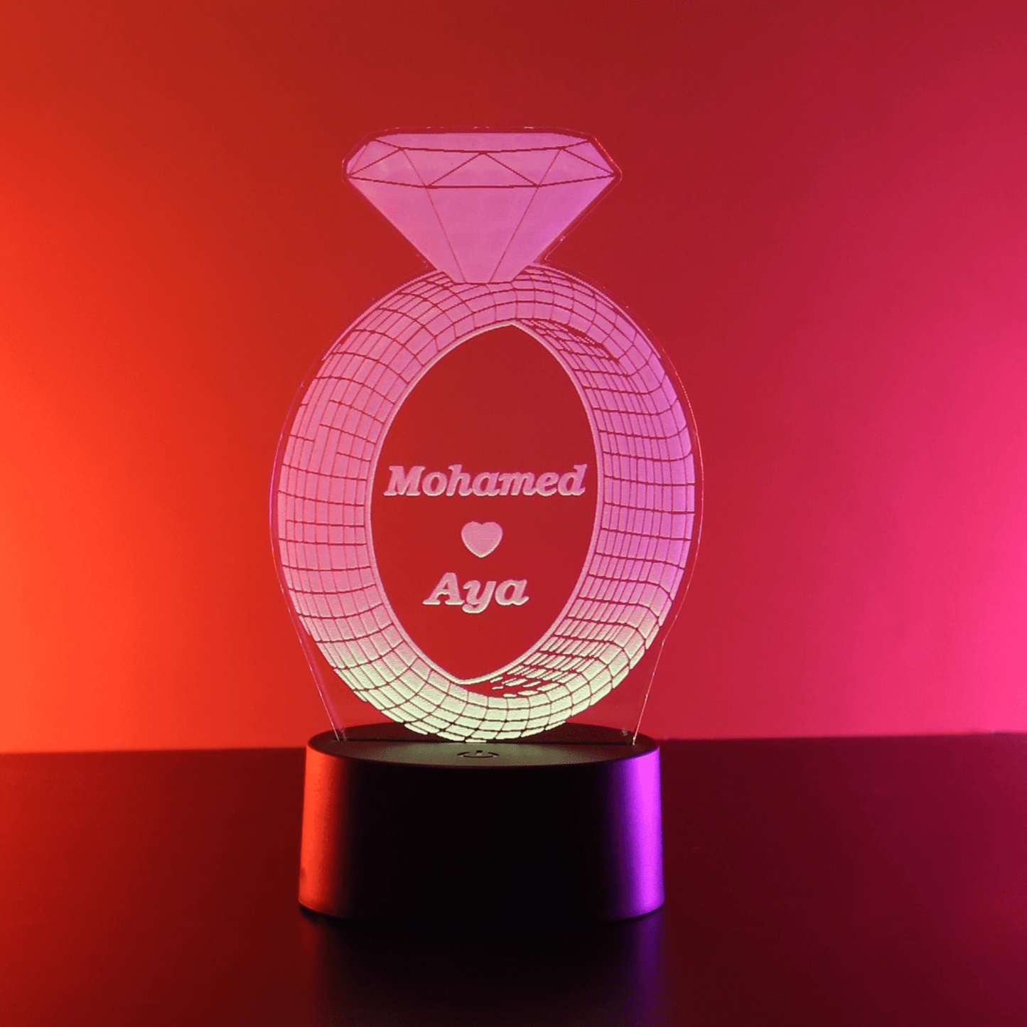Giftaty I Love You My Forever Heart Shaped Acrylic 3D LED Lamp | Star Design, Flower Car Illustration, Ready to Use - Giftaty