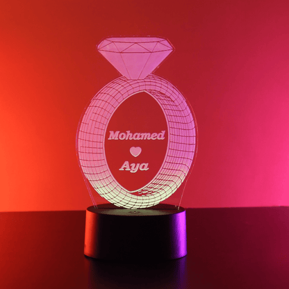 Giftaty I Love You My Forever Heart Shaped Acrylic 3D LED Lamp | Star Design, Flower Car Illustration, Ready to Use - Giftaty