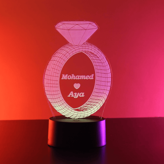 Giftaty I Love You My Forever Heart Shaped Acrylic 3D LED Lamp | Star Design, Flower Car Illustration, Ready to Use - Giftaty