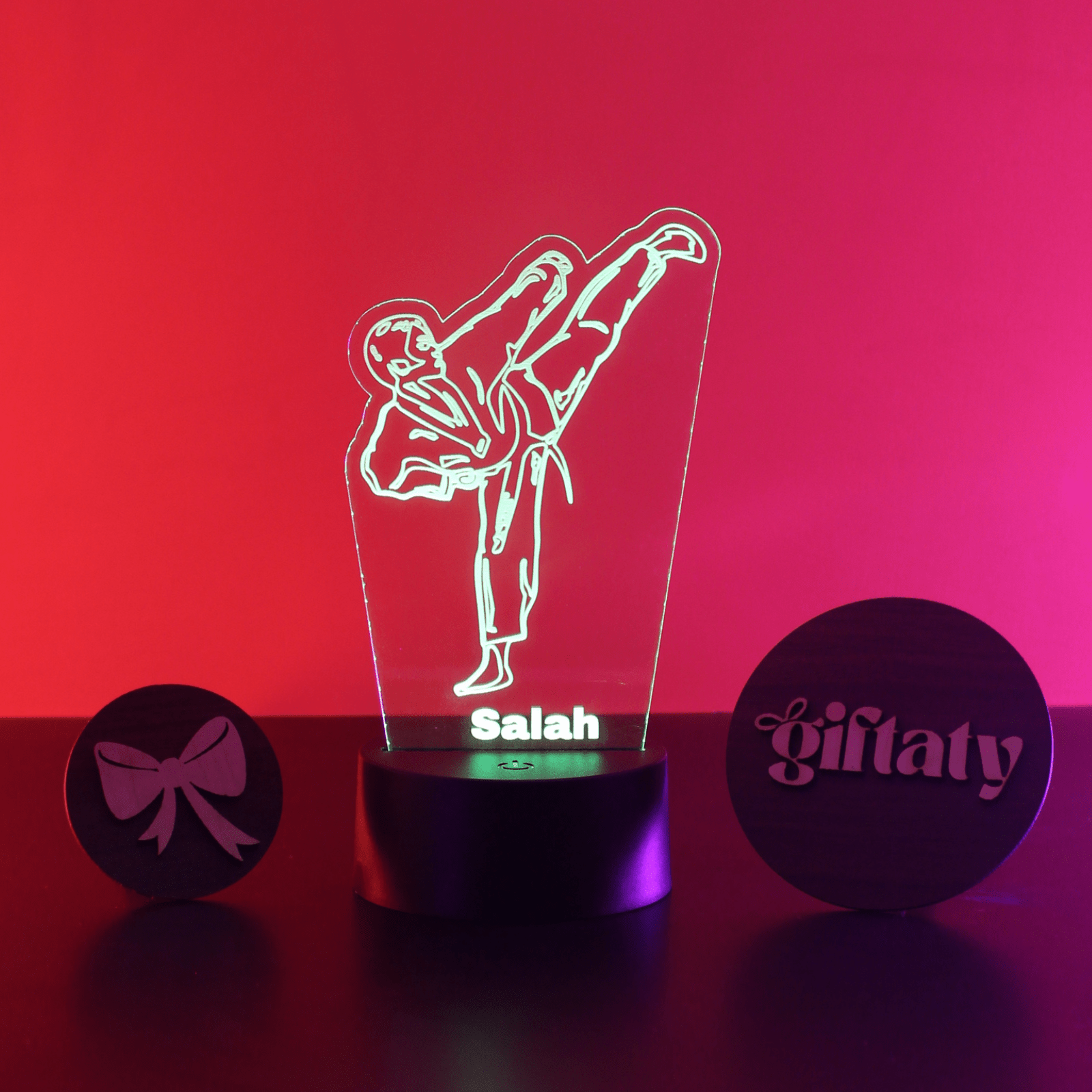 Giftaty Karate Boy Customized 3D Acrylic Night Light Gift with Your Name - Giftaty
