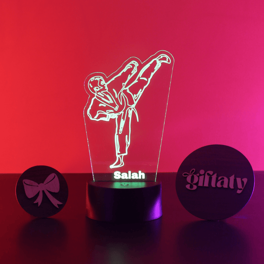Giftaty Karate Boy Customized 3D Acrylic Night Light Gift with Your Name - Giftaty