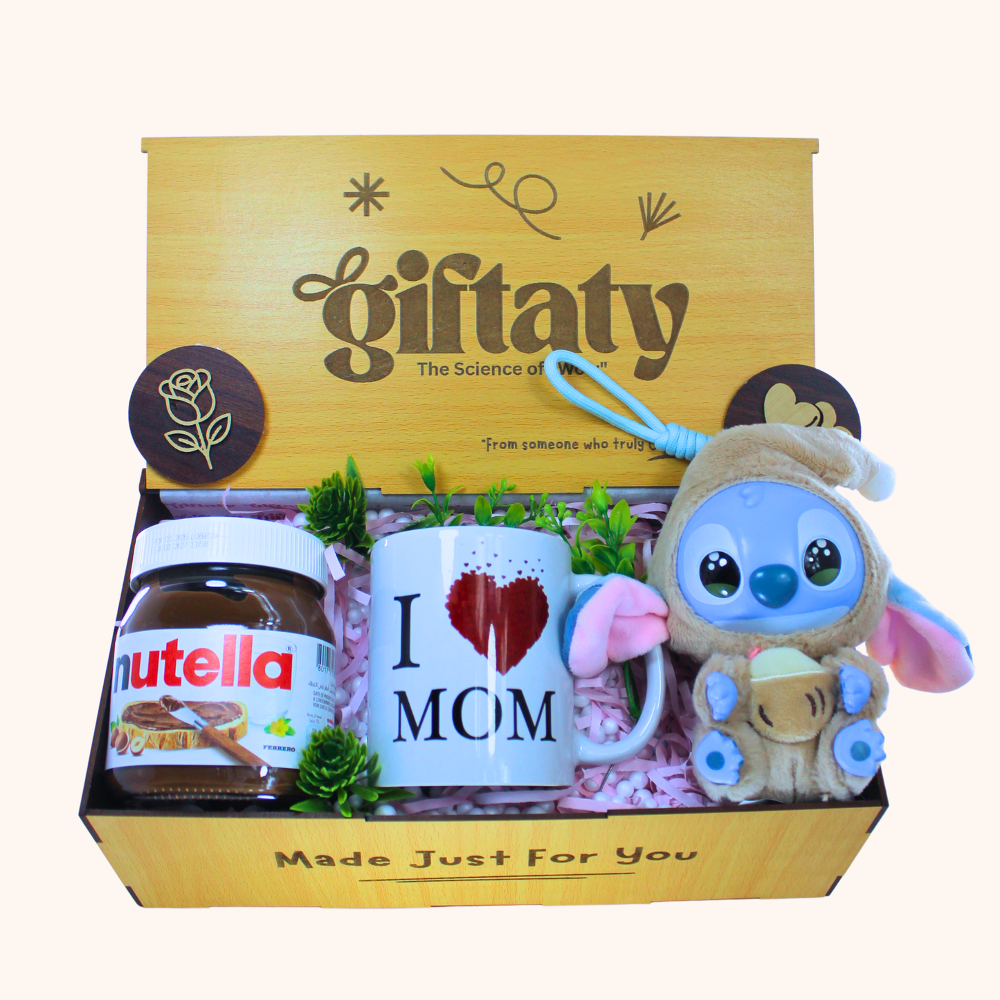 Giftaty Little Wonder Premium Gift Wooden Box with Mug & Nutella - Giftaty