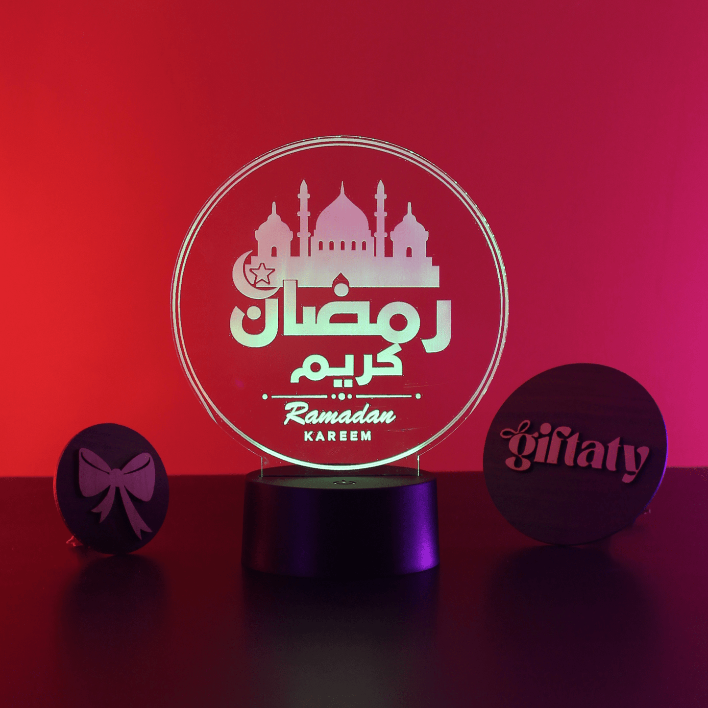 Giftaty Personalized Acrylic 3D LED Lamp Gift with Wooden Box – Custom Design, Names & Message - Giftaty