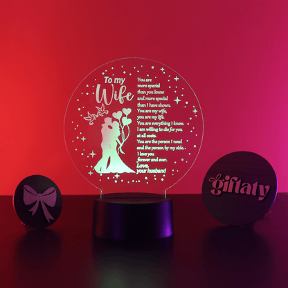 Giftaty Personalized Acrylic 3D LED Lamp Gift with Wooden Box – Custom Design, Names & Message - Giftaty