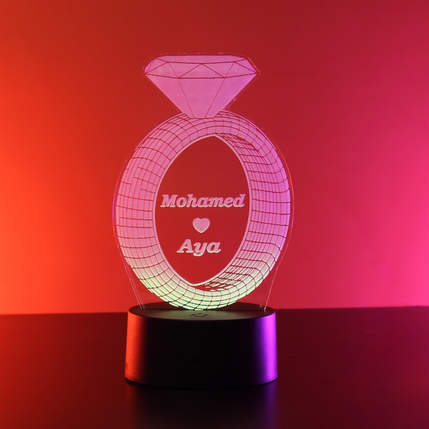 مصباح إضاءة LED ثلاثي الأبعاد من الأكريليك بتصميم خط عربي من هديتي الله | ديكور منزلي إسلامي، هدية جاهزة للاستخدام