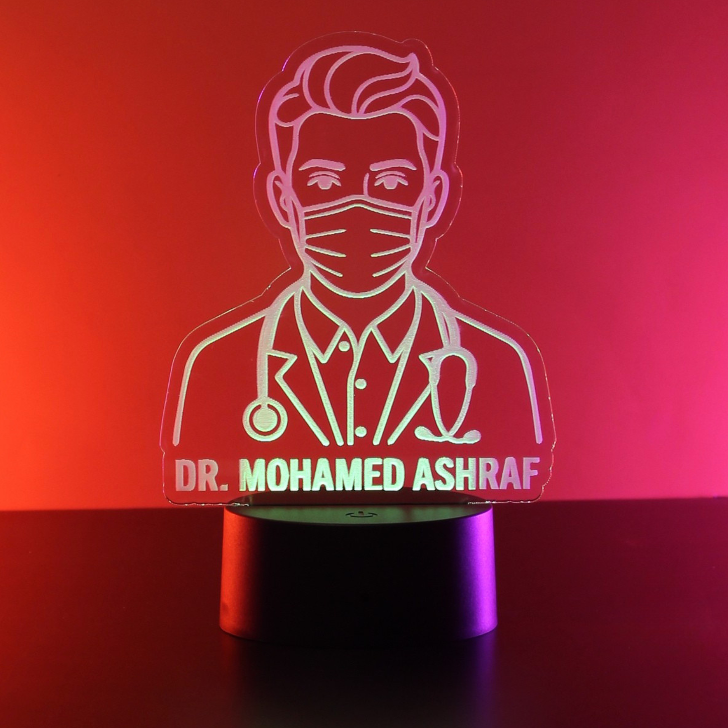 مصباح إضاءة LED ثلاثي الأبعاد من الأكريليك بتصميم خط عربي من هديتي الله | ديكور منزلي إسلامي، هدية جاهزة للاستخدام