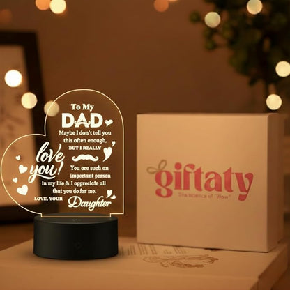 Giftaty Personalized Acrylic LED Lamp With Wooden Box – Custom Names & Message - Giftaty