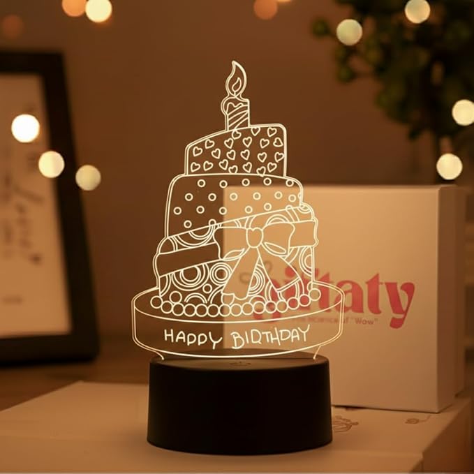 Giftaty Personalized Acrylic LED Lamp With Wooden Box – Custom Names & Message - Giftaty