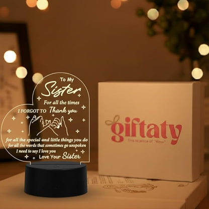 Giftaty Personalized Acrylic LED Lamp With Wooden Box – Custom Names & Message - Giftaty