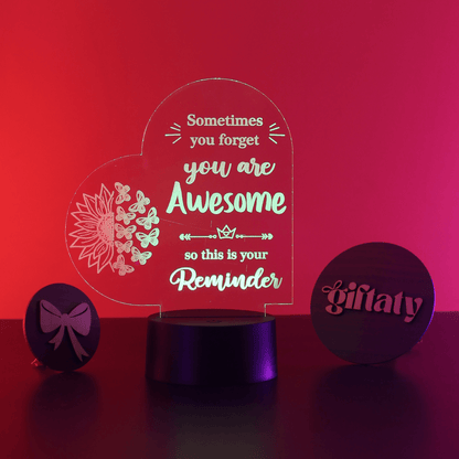 Giftaty Personalized English Acrylic 3D LED Lamp Gift with Wooden Box – Custom Names & Messages - Giftaty