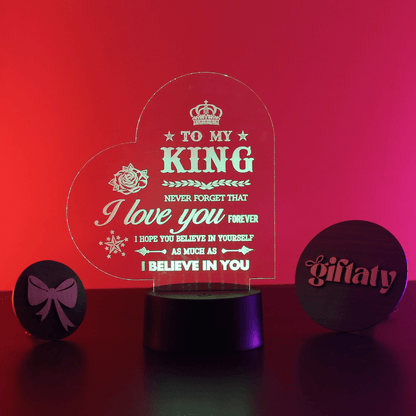 Giftaty Personalized English Acrylic 3D LED Lamp Gift with Wooden Box – Custom Names & Messages - Giftaty